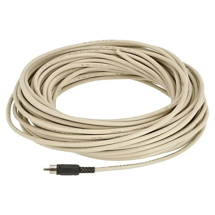 Garantia Trinkwassernachspeisung - Mit Sensorsteuerung - Gerollte beigefarbene Kabeltrommel mit schwarzem Stecker für Elektronikgeräte.