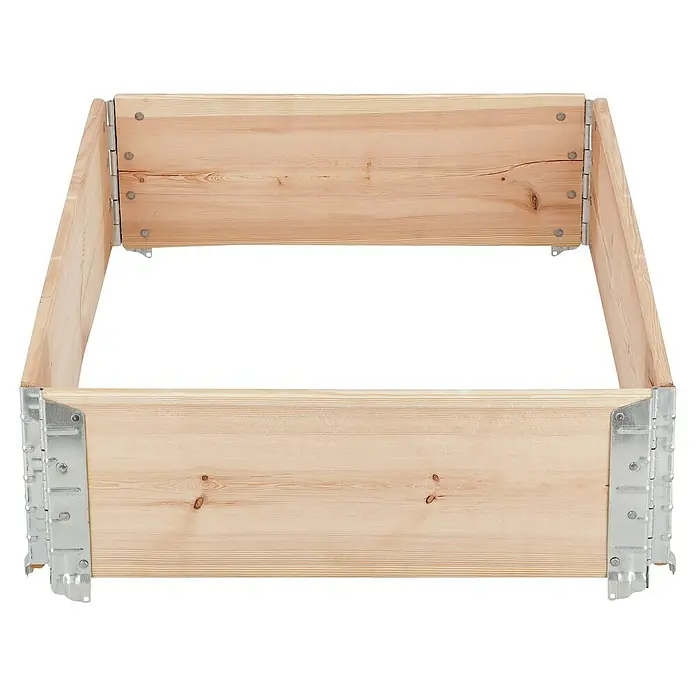 Gardol Hochbeetumrandung Palettenrahmen - L x B x H: 80 x 60 x 20 cm, Holz, Natur - Holzkiste mit Metallecken, die Stabilität und rustikalen Charme verleihen, ideal für Garten oder Lagerung.