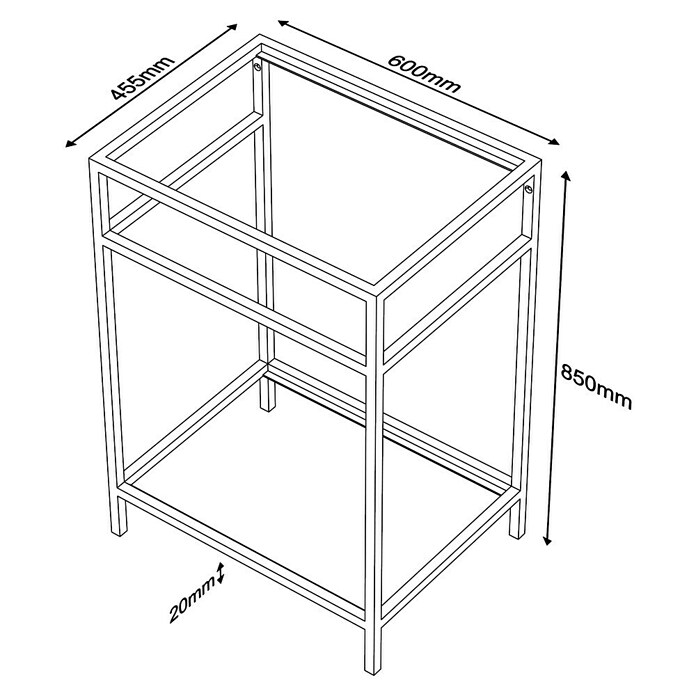 Estructura de metal (L x An x Al: 45,5 x 60 x 85 cm, Negro) | BAUHAUS