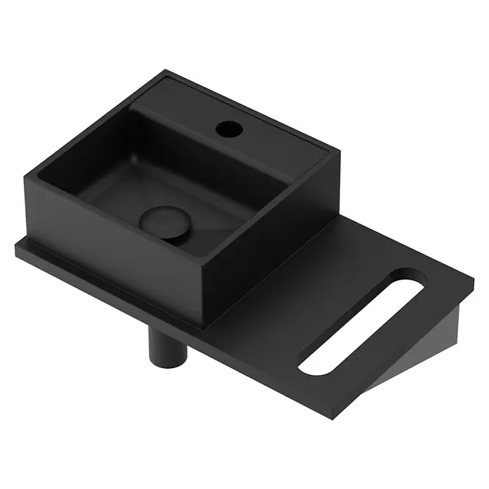Lavabo pequeño con encimera y sifón Libera Space - An x L: 45 x 30 cm, Negro - Elegante diseño de lavabo negro. Este moderno lavabo presenta líneas limpias y una estética minimalista que mejora cualquier espacio.