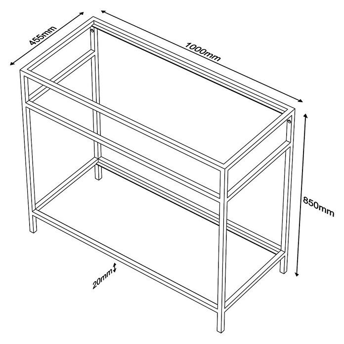 Estructura de metal (L x An x Al: 45,5 x 100 x 85 cm, Negro) | BAUHAUS