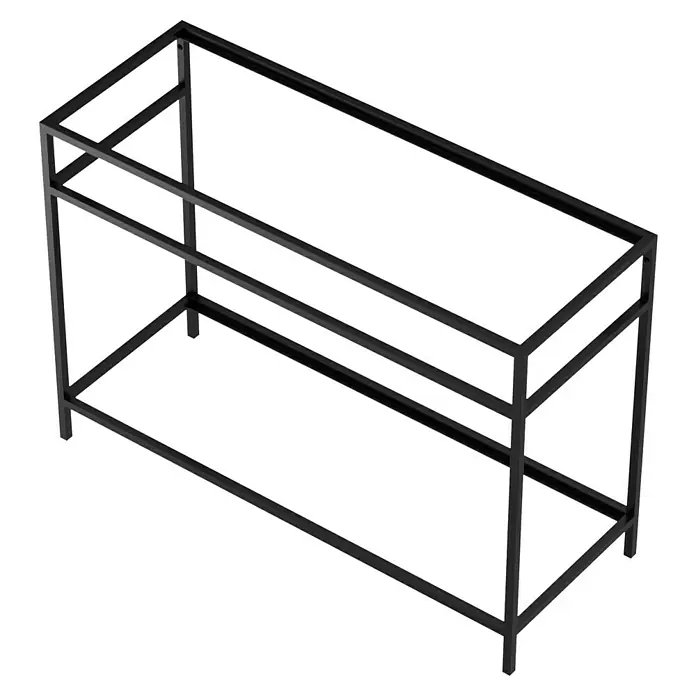 Estructura de metal - L x An x Al: 45,5 x 120 x 85 cm, Negro - Estructura de estantería negra con diseño geométrico. Ideal para interiores minimalistas y opciones de almacenamiento versátiles.