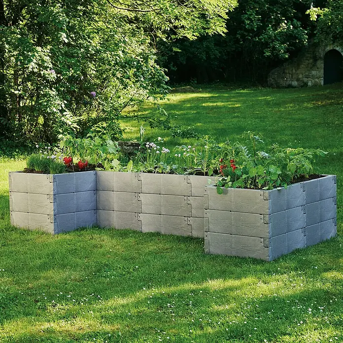 Juwel Hochbeet Timber Ergoline - 125 x 185 x 40 cm, Kunststoff, Nordic wood - Das Hochbeet ist aus recyceltem Kunststoff gefertigt und bietet ausreichend Platz für Kräuter, Gemüse oder Blumen.