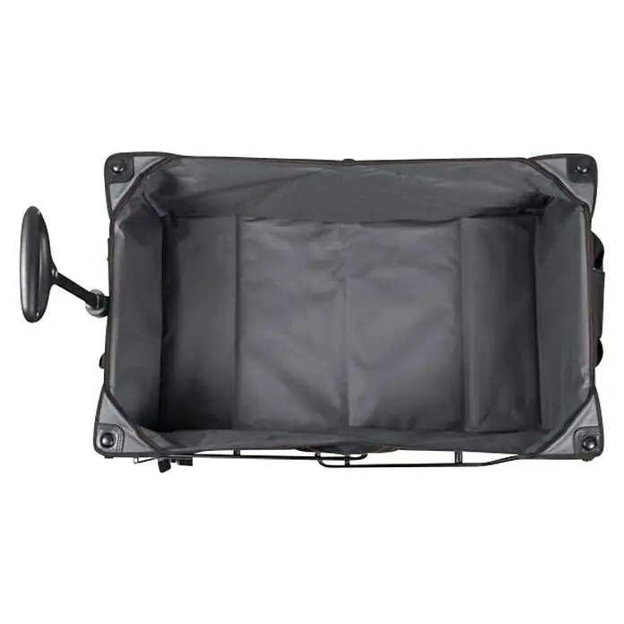 Black+Decker Carretilla de transporte BDCWBK01-XJ - L x An x Al: 79 x 54 x 56 cm, Capacidad de carga: 80 kg, Poliéster - Vista superior de un carro plegable, destacando su amplio espacio de almacenamiento y la cómoda asa para tirar. Perfecto para viajes y transporte.