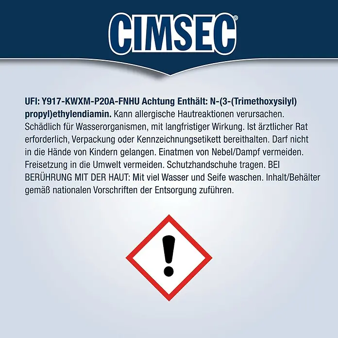 Cimsec Naturstein- & Marmorsilikon Fugenflex Premium MS - Jura Beige, 310 ml, MEKO-freie Basis - Gefahrenhinweis für das Produkt CIMSEC: Enthält Stoffe, die allergische Reaktionen hervorrufen können und schädlich für Wasserorganismen sind.