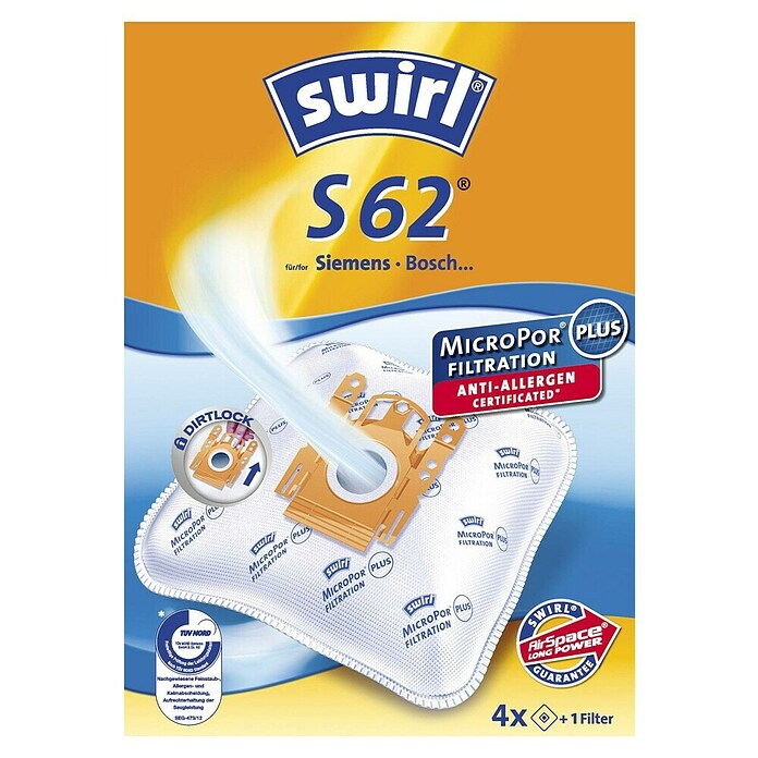 Sacchetti Aspirapolvere Swirl V 62 Classic – 8 Pezzi, Carta Resistente, Con Piastra Di Chiusura, Kit Sostitutivo