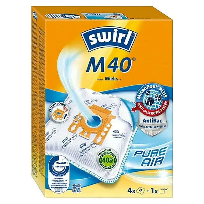 Swirl Staubsaugerbeutel M 40 EcoPor4 Stk., Passend für: Staubsauger von Hoover/Miele