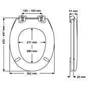 Tapa de WC (Caída amortiguada, Duroplast, Desmontable, Blanco)