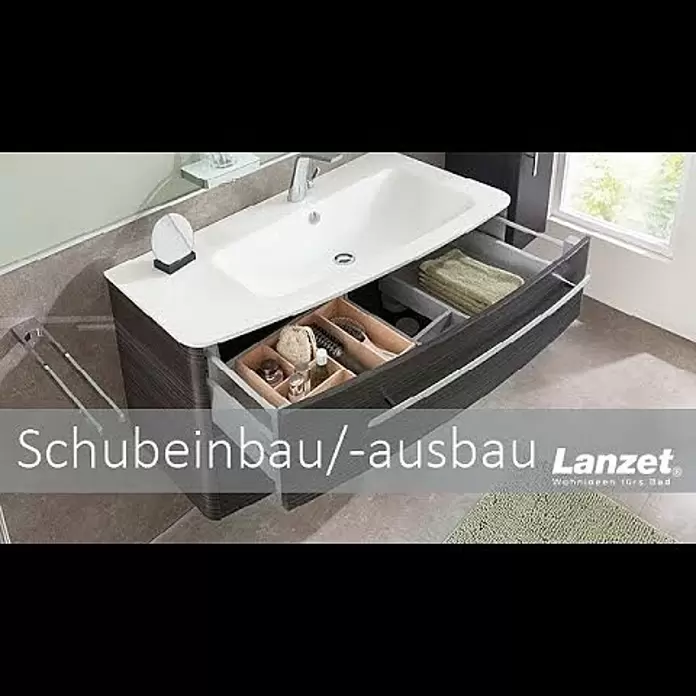 Lanzet Waschtischunterschrank100 x 45 x 45 cm, Berg Eiche - Lanzet Badmöbel - Schubausbau und Schubeinbau