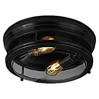 Searchlight Deckenleuchte rund Glasgow (120 W, Ø x H: 35 x 14,5 cm, Schwarz, E27)