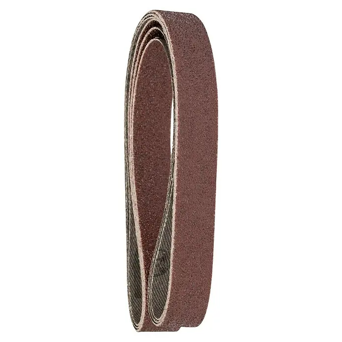 Bosch Set de bandas de lija X440 Best for Wood and Paint - An x L: 13 x 457 mm, Grano: 120 mm, 3 ud. - Primer plano de una banda de lijado abrasiva, diseñada para lijadoras de banda. Ideal para trabajos de madera y metal.
