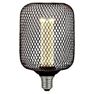 Searchlight Ledlamp Cilinder Filigraan (Zwart, E27, Barnsteen)