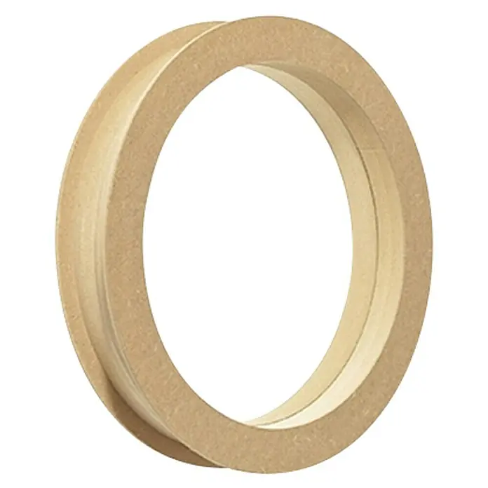Mottez Bullauge - MDF, Natur, Optik Glas: Klarglas, Durchmesser: 40 cm - Nahaufnahme eines runden Holzring-Lautsprecherabstandshalters, der für eine optimale Audioqualität in Car-Audio-Systemen sorgt.