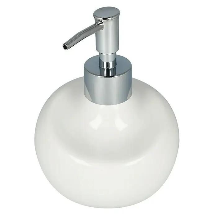Venus Seifenspender Bowl - Keramik, Weiß, Durchmesser: 10,5 cm - Der elegante, kugelförmige Seifenspender in Weiß mit Chrompumpe ist ein stilvolles Accessoire für jedes Badezimmer.