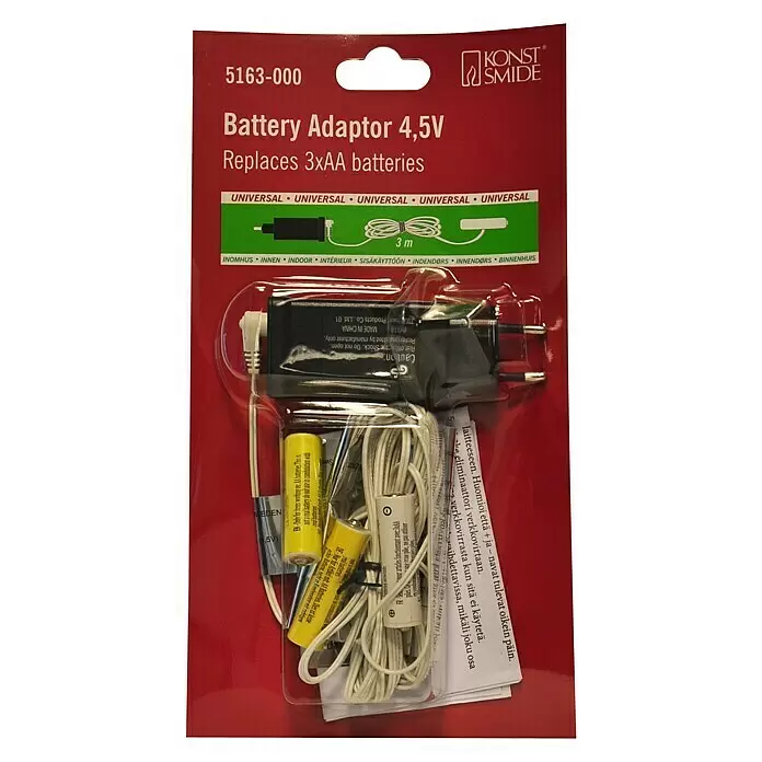 Konstsmide Netzadapter für AA-Batterien - Batterietyp: Mignon AA - Konst Smide 4,5V Batterieadapter ersetzt 3xAA Batterien, in Blisterverpackung.