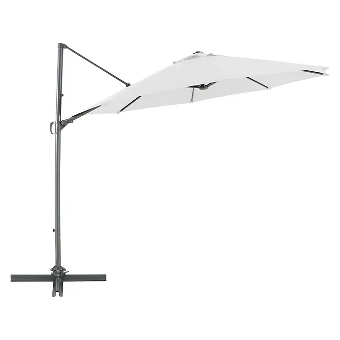 Sunfun Parasol de jardín Florenz - Crudo, Diámetro de cobertura: 300 cm - Parasol blanco moderno de pie con estructura metálica robusta. Ideal para jardín, terraza o balcón, que ofrece amplia sombra.