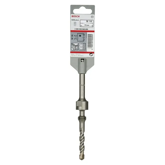 Bosch Adaptador SDS-Plus CoreCutter - Diámetro vástago: 16 mm, Largo: 175 mm - Broca percutora SDS-plus M 16 de Bosch, ideal para perforar mampostería y hormigón, embalaje de venta al por menor.