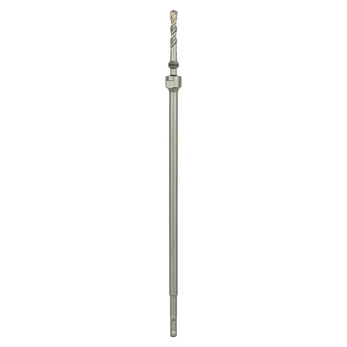 Bosch Adaptador SDS-Plus CoreCutter - Diámetro vástago: 16 mm, Largo: 440 mm - La imagen muestra un eje largo de color plateado con una punta de fresado en espiral, ideal para aplicaciones industriales.
