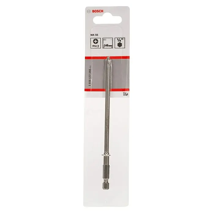 Bosch Punta Extra Hard E - PH 2, 145 mm, 3 ud. - Broca Bosch MA 55 PH2, longitud de 146 mm, para tareas de atornillado precisas. Herramienta de alta calidad para artesanos y aficionados al bricolaje.
