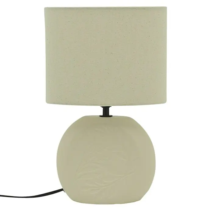 Idp Lampshades Lámpara de sobremesa Constance - 40 W, L x An x Al: 21 x 21 x 33 cm, Beige, E14 - Elegante lámpara de mesa con pantalla beige y base redonda con detalles florales. Perfecta para mesitas de noche o como luz de acento.