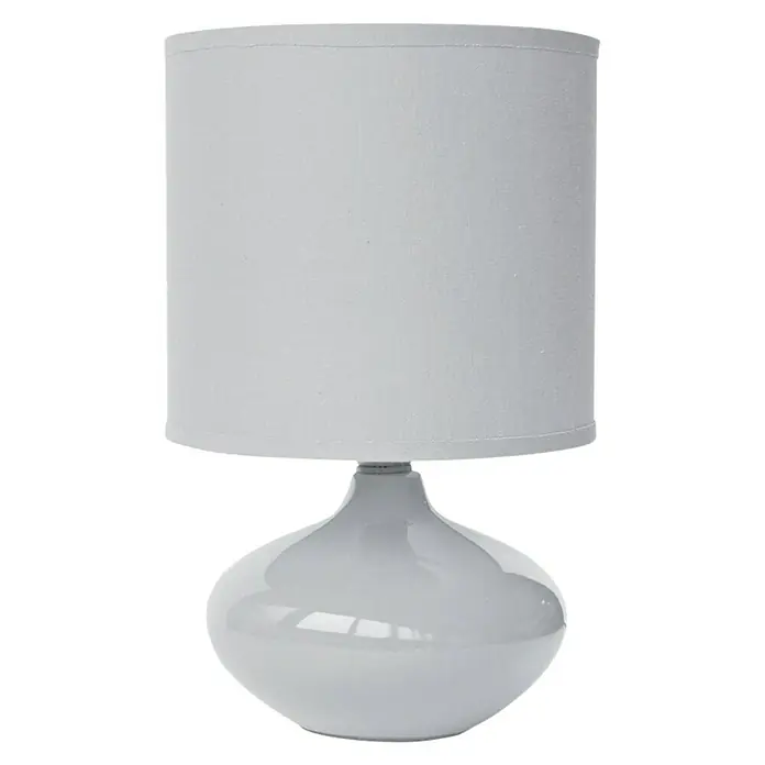 Idp Lampshades Lámpara de sobremesa Alizee - 40 W, L x An x Al: 15 x 15 x 24,5 cm, Blanco, E14 - Elegante lámpara de mesa con una pantalla cilíndrica sencilla y una base bulbosa brillante. Perfecta para un toque moderno.