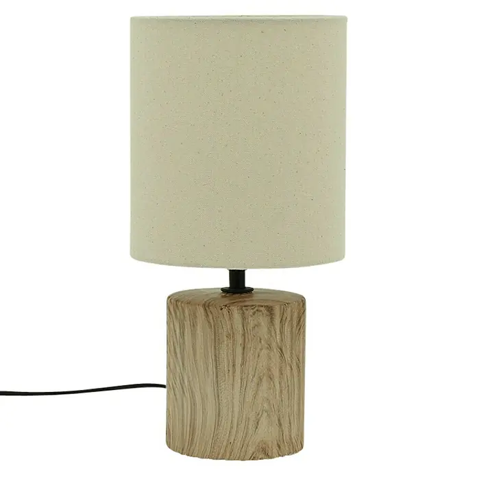 Idp Lampshades Lámpara de sobremesa Colonia - 40 W, L x An x Al: 15 x 15 x 30 cm, Madera, Blanco, E14 - Lámpara de mesa atmosférica con pantalla de tela y base de madera clara. Proporciona una iluminación cálida.