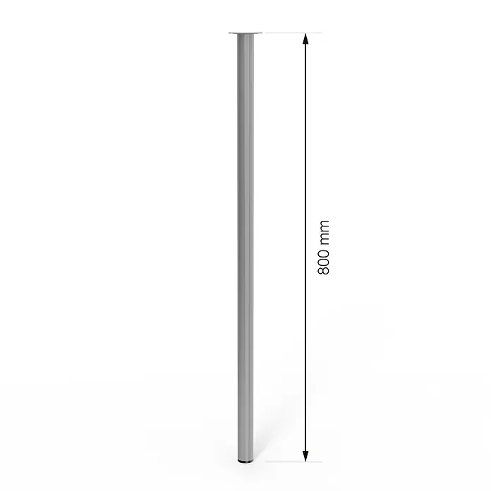 Walteco Möbelfuß - Ø x H: 3 x 80 cm, Stahl, Grau - Bild eines 800 mm langen Tischbeins aus Metall, das Stabilität und Stil für jeden Tisch bietet, mit einer modernen und schlanken Silhouette.