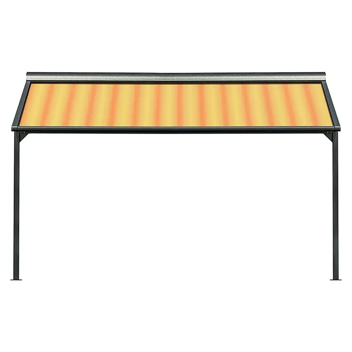 Solid Elements Pergolamarkise Schattino-S 320180 - Breite: 2,5 m, Ausfall: 2 m - Stilvolle Terrassenüberdachung mit gestreiftem Stoffdach und robustem Metallgestell, ideal für den Außenbereich.