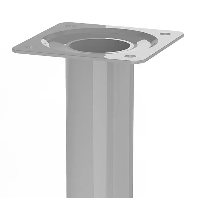 Walteco Möbelfuß - Ø x H: 3 x 80 cm, Stahl, Grau - Ein Standfuß aus Metall mit einer quadratischen Montageplatte, ideal für Möbel oder industrielle Anwendungen. Robuste Konstruktion für Stabilität.