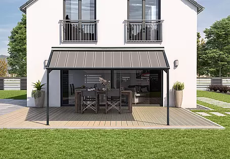 event tent EROMMY 26x13 White Party KONIFERA Gelenkarmmarkise Cadaqués Breite/Ausfall: employing corrugated galvanized PVC Schlafen im Sommer Color:Lehua Red