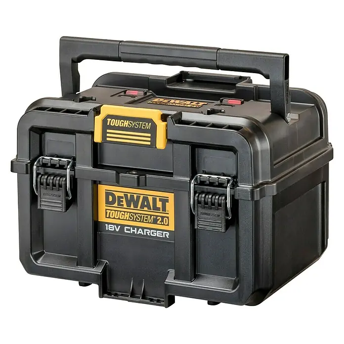 DeWalt Cargador de baterías Toughsystem - L x An x Al: 14 x 38 x 23 cm - Caja de herramientas negra DeWALT ToughSystem 2.0 Charger de 18V, perfecta para transportar y organizar herramientas.