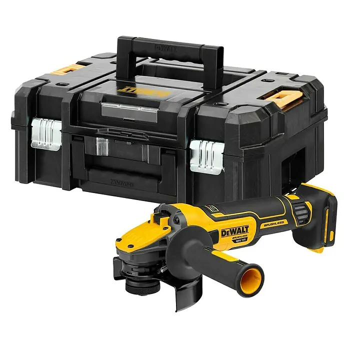 DeWalt XR 18V Amoladora angular de batería DCG409NT - 18 V, Sin batería - Amoladora angular inalámbrica Dewalt con caja de herramientas, ideal para profesionales y aficionados al bricolaje. Robusta y versátil.
