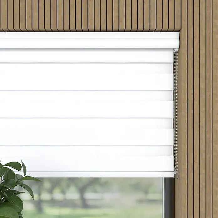 Expo Ambiente Doppelrollo mit Kassette - B x H: 120 x 175 cm, Weiß, Verdunkelnd - Elegante weiße Duo-Rollos für Fenster, die eine moderne Optik und optimale Lichtsteuerung bieten. Ideal für jeden Raum und jede Einrichtung.