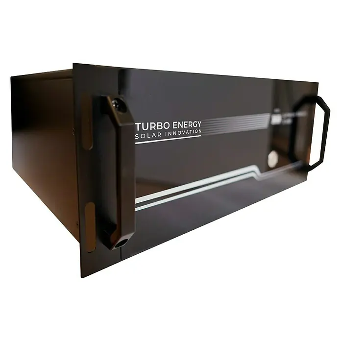 Batería solar de litio Turbo - 48 V - Sistema de almacenamiento de energía Turbo Energy Solar Innovation negro para sistemas solares con asas.