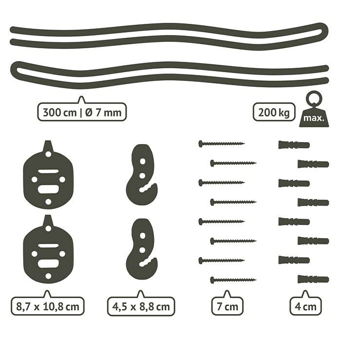 Hängemattenhaken (Belastbarkeit: 200 kg)