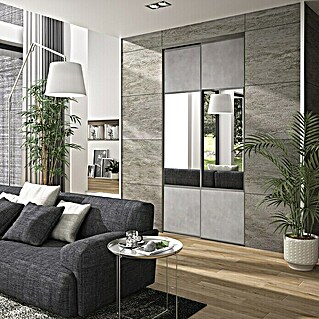 Optimum Schiebetür-Bau-Set Leinen Mineral/Spiegel (120 x 250 cm)
