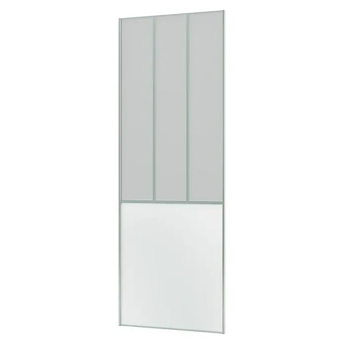Optimum Schiebetür-Bau-Set Weiß/Frostglas - 180 x 250 cm - Elegantes, modernes weißes Trennelement mit Paneelen, perfekt für Büro oder Zuhause, das Privatsphäre und Stil vereint.