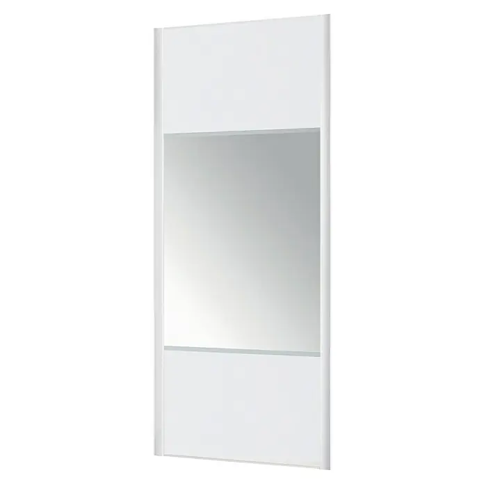 Optimum Schiebetür-Bau-Set Weiß/Spiegel - 180 x 250 cm - Schlichter weißer Spiegelschrank mit einer großen Spiegelfläche, ideal für jedes Badezimmer, bietet praktischen Stauraum und modernes Design.