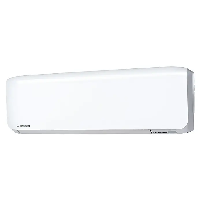 Mitsubishi Aire acondicionado Inverter SRK - 3.500 W, 4.000 W, 35 m², Blanco - Un aire acondicionado blanco Mitsubishi Heavy Industries para montaje en pared, que garantiza temperaturas agradables.