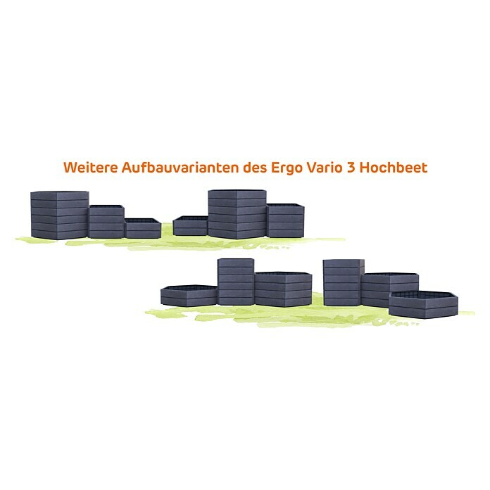 Garantia Hochbeet Ergo Vario 3 Wood Set (175 x 110 x 75 cm, Kunststoff, Anthrazit/Braun) | BAUHAUS