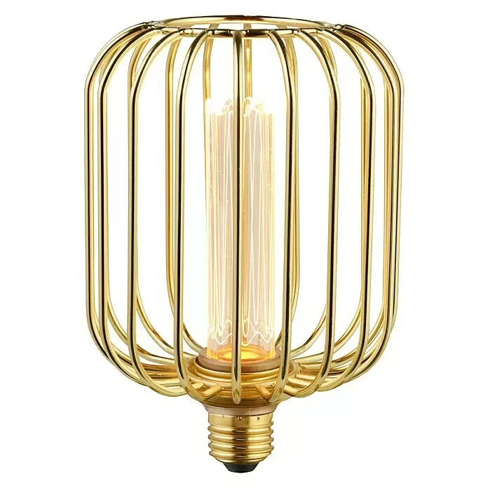 Searchlight LED-Lampe Zylinder RobustE27, Dimmbar, Bernstein, 120 lm, 3,5 W, Gold