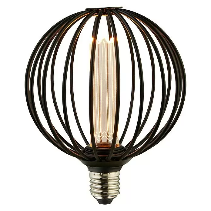 Searchlight LED-Lampe Kugel RobustE27, Dimmbar, Bernstein, 120 lm, 3,5 W, Schwarz