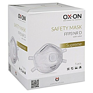 OX-ON Feinstaubmaske NR D w/Valve Supreme (FFP3, Gesamtumfang: 5 Stk.)