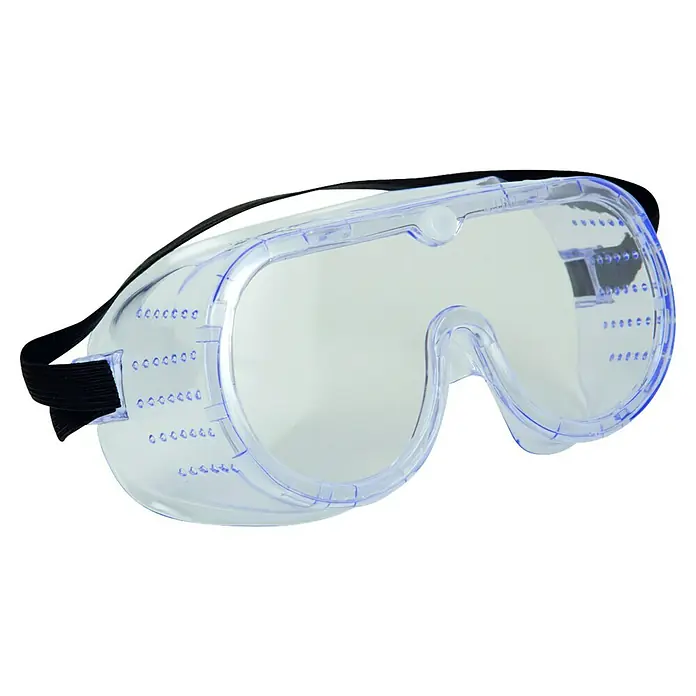 OX-ON Schutzbrille Goggle Basic Clear - Transparent / Blau, Indirekte Belüftung - Eine klare Schutzbrille mit Gummiband für optimalen Schutz. Geeignet für Labor, Werkstatt und andere gefährliche Umgebungen.