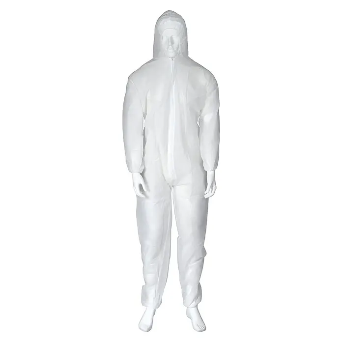 OX-ON Einweg-Schutzanzug Basic - Weiß, XXL - Schutzanzug: Vollständig weißer Schutzanzug mit Kapuze, ideal für Reinräume und sensible Bereiche.