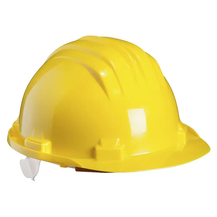 OX-ON Schutzhelm Casco - Farbe: Gelb - Gelber Bauhelm für den Kopfschutz bei Bauarbeiten. Der Helm ist robust und bietet Schutz vor herabfallenden Gegenständen auf der Baustelle.
