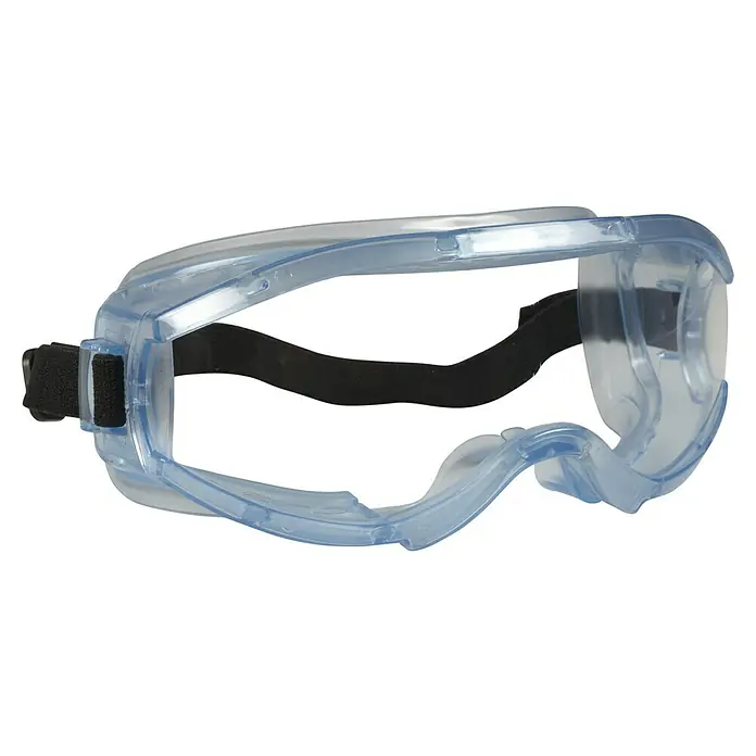 OX-ON Schutzbrille Goggles Supreme Clear - Transparent / Blau, Kopfband - Diese Sicherheitsbrille verfügt über ein transparentes Gestell und ein schwarzes Gummiband für sicheren Halt. Sie bietet Schutz vor Spritzern und Staub.