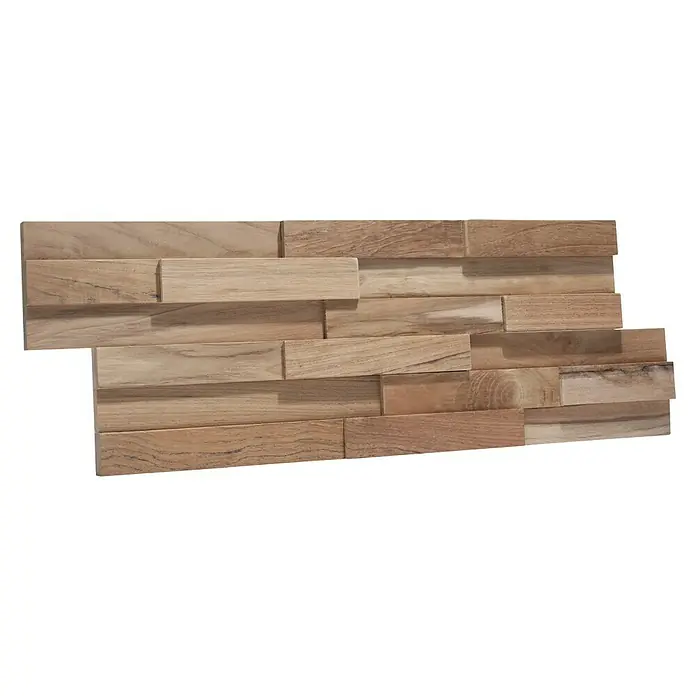 Panel de revestimiento Ultrawood Teca Firenze - 49,5 cm x 18 cm x 15 mm - Paneles de madera con una cálida veta de madera crean un ambiente acogedor y natural. Perfecto para el diseño de paredes interiores.