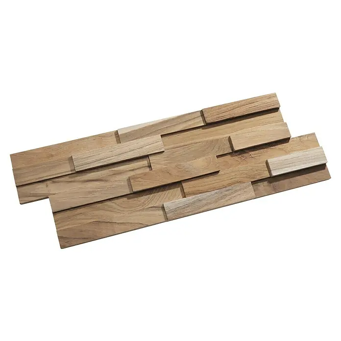 Panel de revestimiento Ultrawood Teca Firenze - 49,5 cm x 18 cm x 15 mm - Elemento de revestimiento de madera con estructura tridimensional. Ideal para el diseño de paredes con un aspecto natural y cálido.