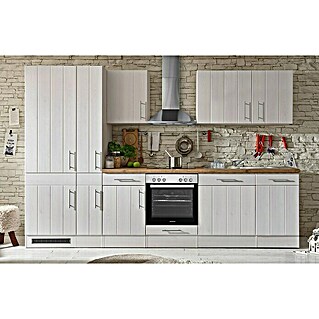 Respekta Premium Küchenzeile BERP310LHWC (Breite: 310 cm, Weiß, Mit Elektrogeräten)